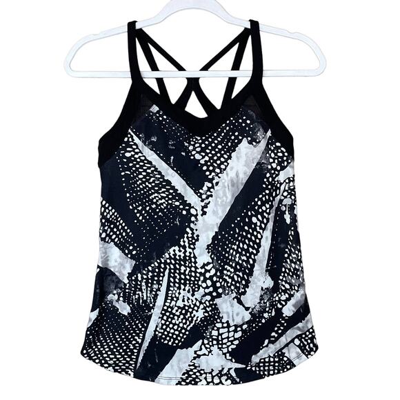 Lululemon Free Flowing Tank Top Shelf Bra Static Mist White Black SZ 8 - Picture 1 of 12